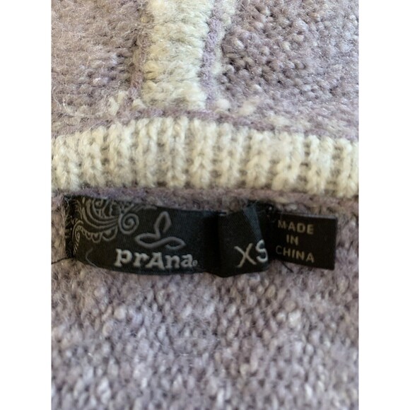 prAna Shine On Sweater Womens Size XS Purple Hooded Pullover Contrasting Trim - Picture 4 of 8